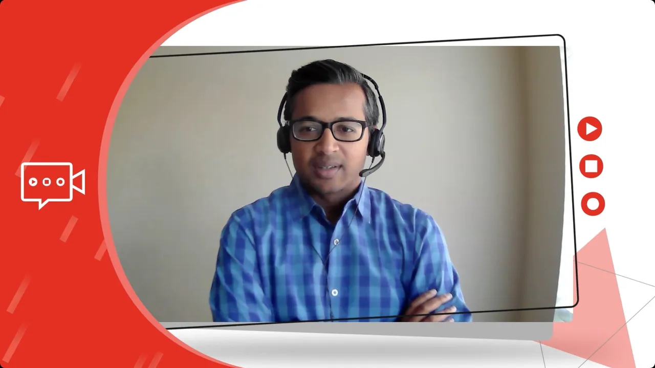Customer speaking in a branded remote video interview